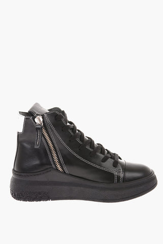 Leather Side Zipped High Sneakers