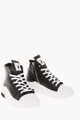 Side Zipped Laced High Sneakers