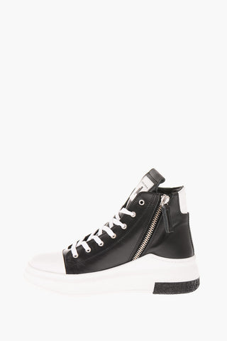 Side Zipped Laced High Sneakers