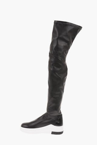 Leather Contrast Sole Over the Knee Sneakers