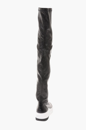 Leather Contrast Sole Over the Knee Sneakers