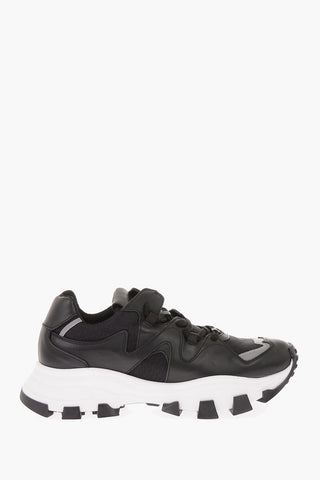 Fabric And Leather Track Sole Sneakers