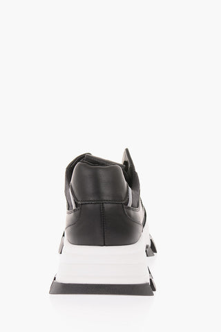 Fabric And Leather Track Sole Sneakers