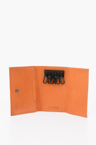 Leather Key Holder with Crocodile Print