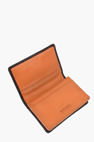 Leather Card Holder with Crocodile Print