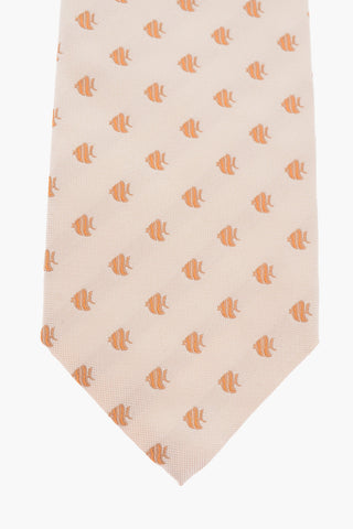 Fish Embroidered Traditional Tie