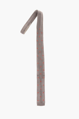 Polka Dot Embroidered Cotton Tricot Tie 