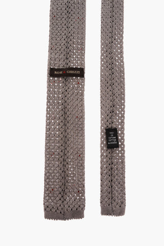 Polka Dot Embroidered Cotton Tricot Tie 