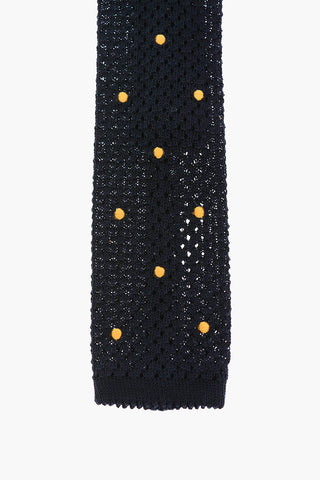 Cravatta Tricot con Pois Ricamati
