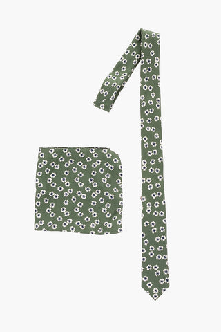 CC COLLECTION Cravatta Narrow in Seta Floreale con Pochette