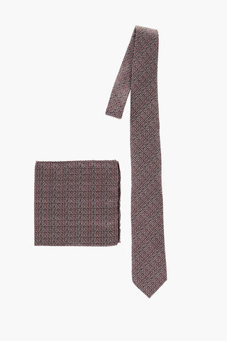 CC COLLECTION Melange Silk Tie with Pocket Square