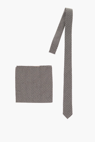 CC COLLCTION Silk Embroidered Tie with Pocket Square