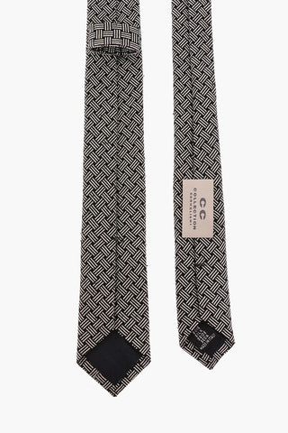 CC COLLCTION Silk Embroidered Tie with Pocket Square