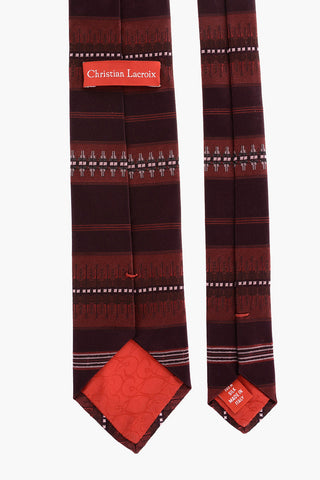 Striped Silk Embroidered Narrow Tie 