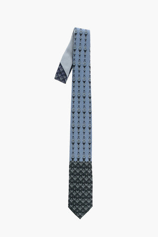 Embroidered Silk Narrow Tie 