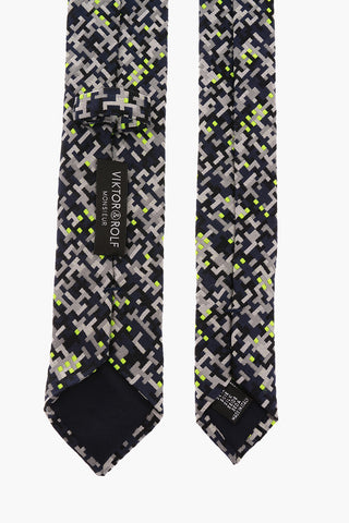Embroidered Silk Narrow Tie 