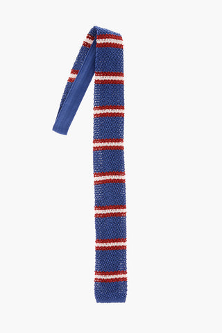 Silk Crochet Bayadere Striped  Tie