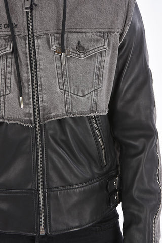Leather and denim L-IVAN Jacket