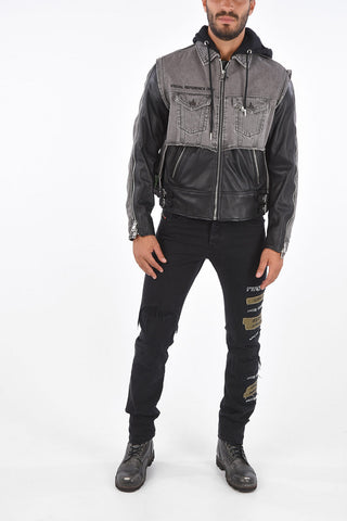 Leather and denim L-IVAN Jacket
