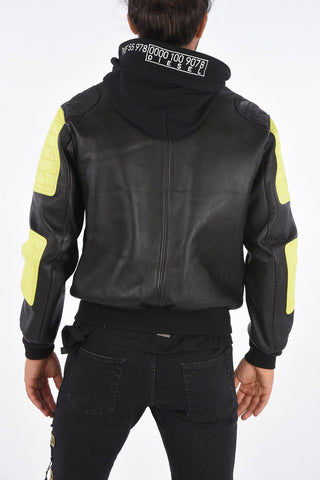 Leather L-BRANDO Bomber with Removable Hood