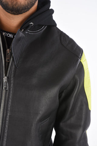 Leather L-BRANDO Bomber with Removable Hood