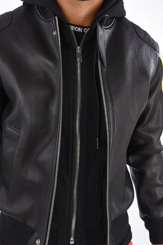 Leather L-BRANDO Bomber with Removable Hood