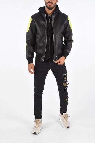 Leather L-BRANDO Bomber with Removable Hood