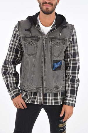 Denim J-RUBEN Jacket with Tartan Sleeves