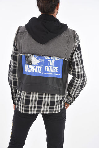Denim J-RUBEN Jacket with Tartan Sleeves