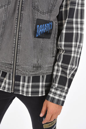 Denim J-RUBEN Jacket with Tartan Sleeves