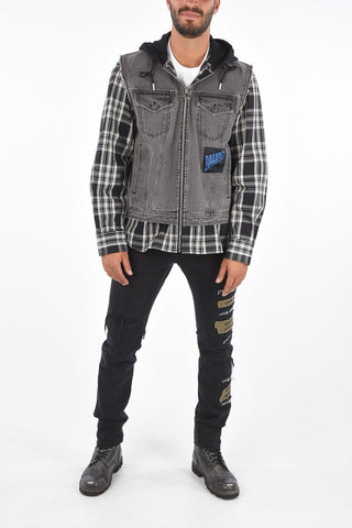 Denim J-RUBEN Jacket with Tartan Sleeves