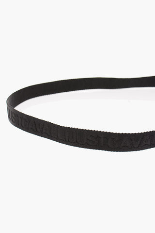 25mm fabric belt with leather details