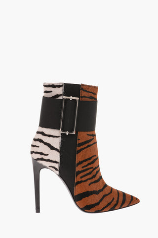 11cm ponyskin Point Toe Ankle Boots