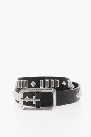 25mm leather belt with studs