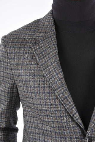 Blazer in Lana Lino e Seta District Check