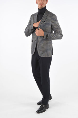 Blazer in Lana Lino e Seta District Check