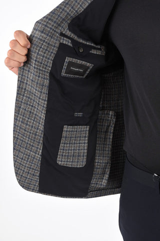 Blazer in Lana Lino e Seta District Check