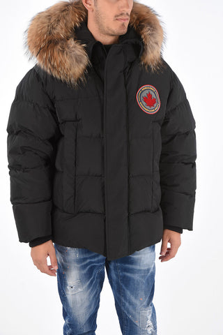 Down Jacket with Real Fur Detail