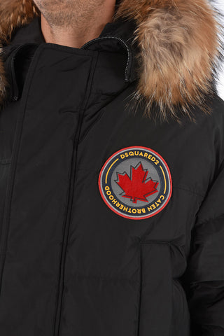Down Jacket with Real Fur Detail