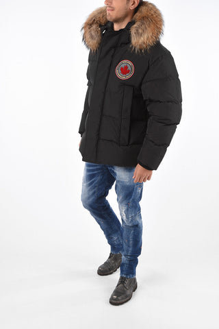 Down Jacket with Real Fur Detail