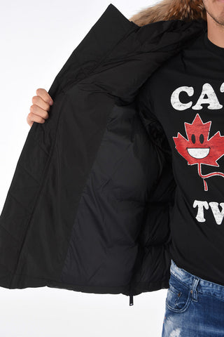 Down Jacket with Real Fur Detail