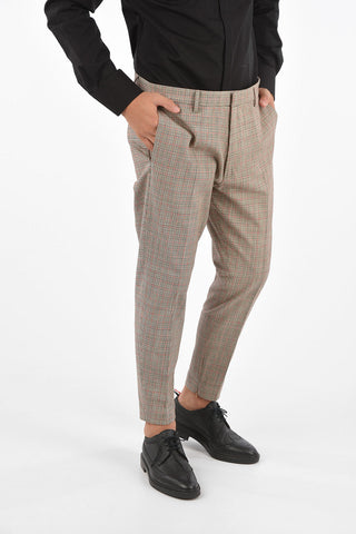 Houndsthooth Pants with Ankle Zip