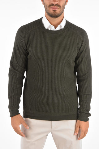 EZ LUXURY wool and silk round neck ribbed sweater