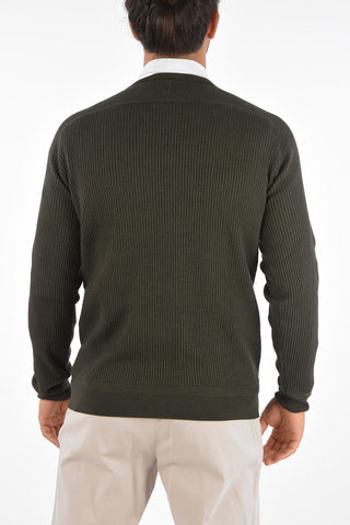 EZ LUXURY wool and silk round neck ribbed sweater