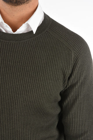 EZ LUXURY wool and silk round neck ribbed sweater