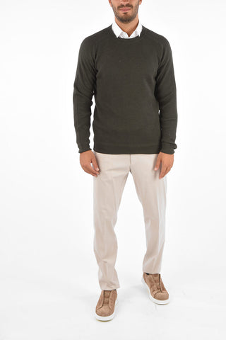 EZ LUXURY wool and silk round neck ribbed sweater