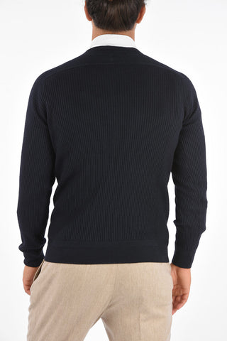 Wool and silk ribbed sweater