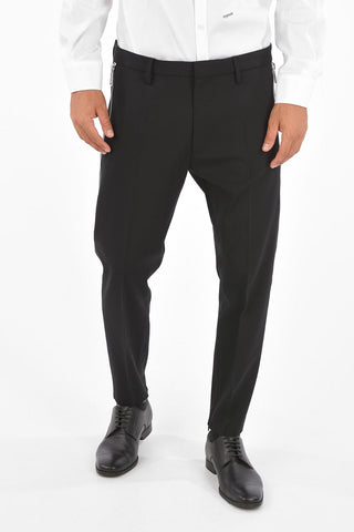 Pantaloni in Lana Stretch con Zip alla Caviglia