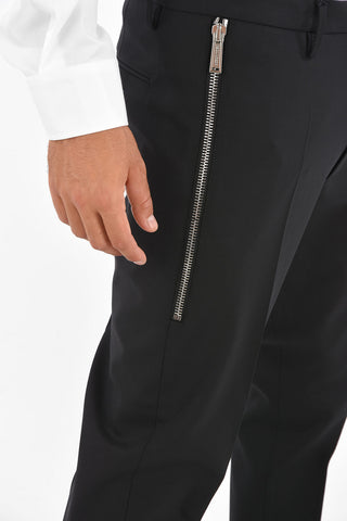 Pantaloni in Lana Stretch con Zip alla Caviglia