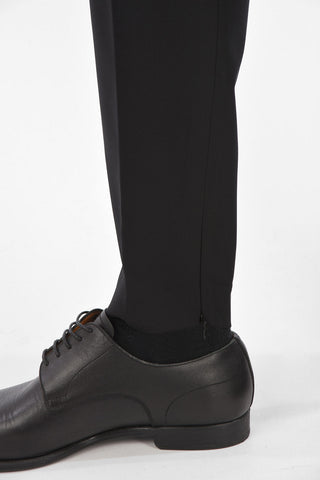 Pantaloni in Lana Stretch con Zip alla Caviglia